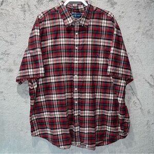 Ralph Lauren Red Green Plaid Classic Fit Button Down Shirt 3XL Tall 100% Cotton